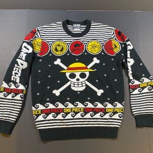 One Piece Black and Yellow Crewneck Sweater
